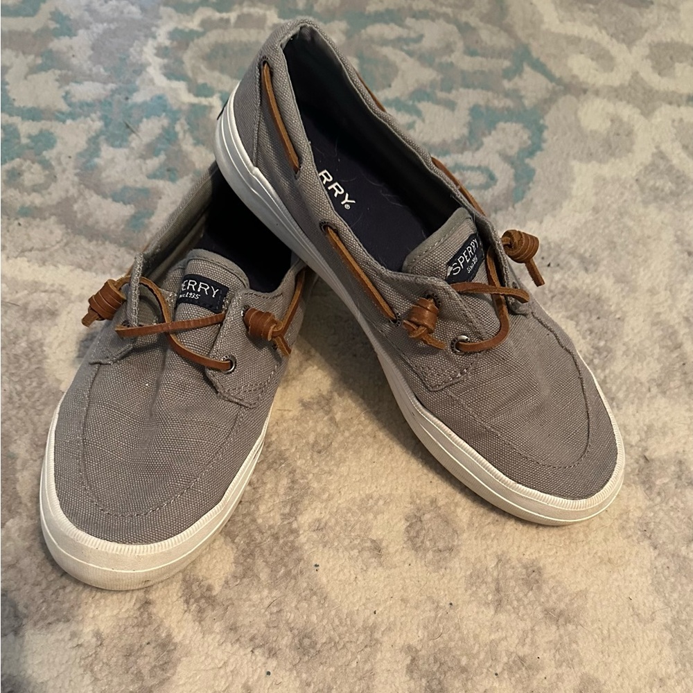 Sperry Gray Canvas Boatshoe-Size 9